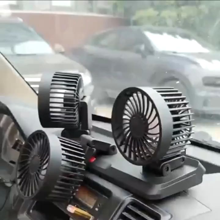 Mate 24v 12V Automotive fan Car Fan 360° Adjustable 3 Head Air Fan Auto Air Cooling triple Head Usb or Lighter Interface Fans Parking number Quiet 3 head fan Air Conditioning Double Booster Cooler 360° Desktop USB Mini Fan