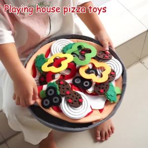 Felt Food Mix And Match Pizza Play Food Set - Felt Pizza Play Set For Kids Kitchen Pretend Toy For Toddlers