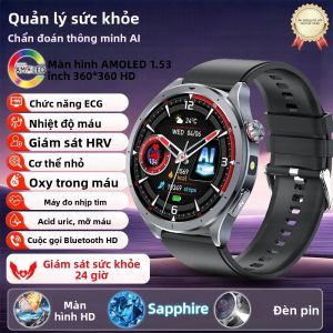 Đồng Hồ Thông Minh AL-GPT Health 2025 Theo Dõi Điện Tâm Đồ (ECG) + Quang Phổ Quang Điện (PPG) Axit Uric Gọi HD Đèn LED Phân Tích Cơ Thể Dành Cho Nam & Nữ