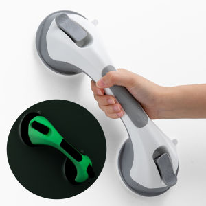 TAILI Glow-in-the-Dark Shower Grab Bar Glow-in-the-Dark 2-Pack 31cm Bathtub Grab Bar Suction Cup Wall Mounted Shower Handle Bathroom Grab Bar Removable Non-Drilling Waterproof Black