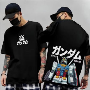 Bandai | Anime Mobile Suit RX-78-2 Gundam Mens T-Shirt pure Cotton Tee Women Short-sleeve Streetwear Casual Japanese Amuro Ray Top