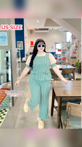 เซ็ตขายาวแขนวิ้งโบว์หน้า รุ่นลายทาง เซ็ต 2 ชิ้น เสื้อตัวยาว แต่งโบว์ ผ่าหน้า แต่งแขนวิ้ง แมชกับกางเกงขายาว เอวสม้อคหลัง