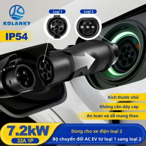 Bộ Chuyển Đổi Sạc Xe Điện Kolanky 32A 7.2KW Loại 1 Sang Loại 2 Đầu Nối SAE J1772 Sang IEC62196-2 Dành Cho Xe Điện Loại 2 - IP54