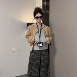 SUHUIQIAN | Short Female Baseball Jacket Outfit Autumn Suitable for Petite Grey American Thick Tweed