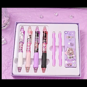 4Pcs Erasable Neutral Pen Erasable Gel Pen Black Refill Neutral Pen Erasable Pen with Eraser