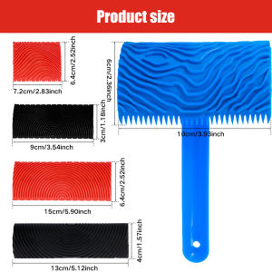 5/6Pcs Wood Graining Tool Professional Wood Grain Patterns Paint Tool Set Rubber Wood Grain Painting Roller with Handle for Wall