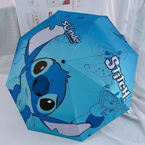Disney Stitch Sunumbrella การ์ตูน Lilo & Stitch ร่มป้องกันรังสียูวี 3 ม่านบังแดดแบบพกพาพับได้สําหรับของขวัญสตรีและเด็ก