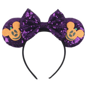 Disney | 2025 Mickey Mouse Ear Headband For Kids Cosplay Skeleton Hairband Women Carnival Ghost Hair Accessories Girl Sequin Bow Headwear