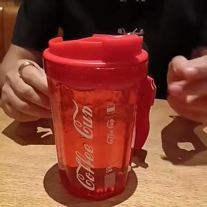 Botol Gelas Mug Kopi Coffee Cup Bening 390 ml Free Tali Trendy