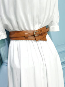 ของแท้ หนัง เข็มขัด ผู้หญิง แจ๊กเก็ต เสื้อสเวตเตอร์ ตกแต่ง เสื้อโค้ท หลากหลาย ชุดสูท กระโปรง เอว Contraction Coffee Wide เอว Seal