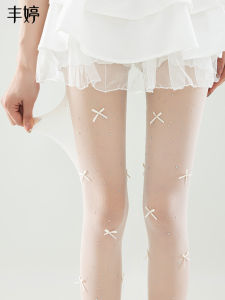 FENGTING | Anti-Runs Sheer White Lace Lolita Bow Decorative Pantyhose
