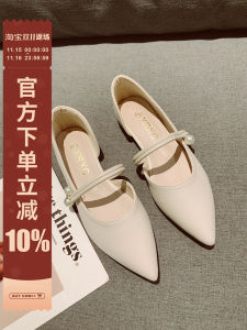 French Style Side Open Pointed Toe Womens Shoes Comfortable Soft Bottom Large Size Slip-On Fashionable Flat Heel Casual Footwear