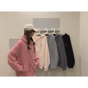 เสื้อแจ็คเก็ตกันหนาว เสื้อฮู้ดแขนยาว+หมวกน่ารักแฟชั่นสไตล์เกาหลี เสื้อคลุมคาร์ดิแกน