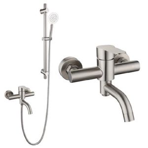 BANGPU | Black Stainless Steel Shower Set With Adjustable Shelf and Pressure Boost Mixing Valve