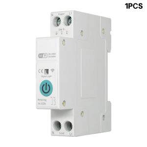 Tuya WiFi Smart Circuit Breaker Switch with Current Voltage Metering Protection Relay 63A 1P N Din Rail Mounting Smartlife APP