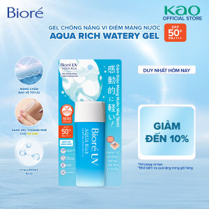 Biore Gel Chống Nắng Màng Nước Dưỡng Ẩm Biore UV Aqua Rich Watery Gel SPF50+/PA++++ 90ML