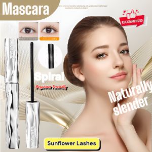 Small Steel Tube Mascara 360 Spiral Brush Waterproof Sweatproof Voluminous Curls Lengthening Big Eyes Effect