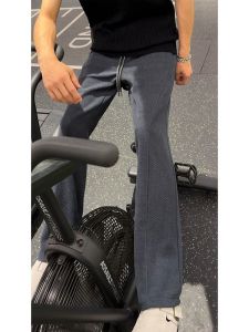 OUMULONG | Moisture Wicking Thin Gray Scales Pattern Summer Casual Straight Leg Pants