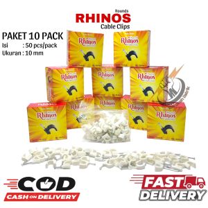 (10KOTAK)PAKET GROSIR KLEM KABEL LISTRIK PAKU BETON 10 MM 1 KOTAK ISI 50 PCS RHINOS/CABLE CLIPS10 MM