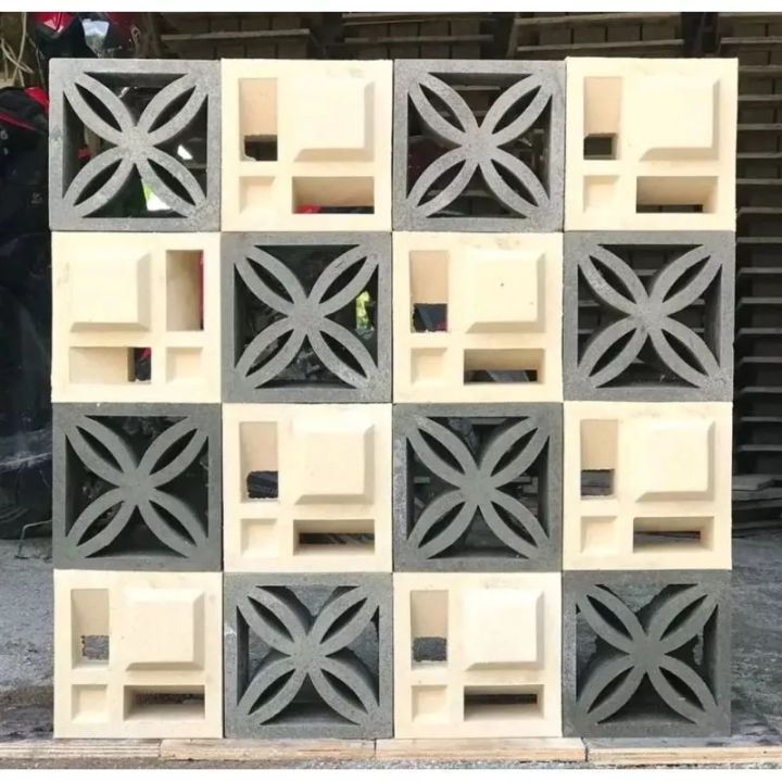 Roster beton Varian motif warna abu putih merah/ hiasan dinding ...