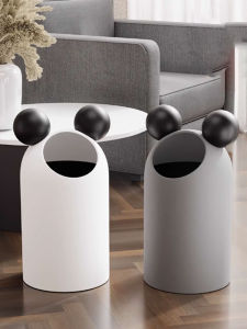 Simple Cute Uncovered Office Toilet Waste Bin Home Use round Plastic Storage Bucket Low Profile Aesthetic Value