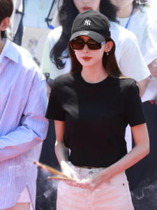 Loose Short Sleeve round Neck T-Shirt Womens Summer New Style Guli Naiza Black Casual Top Comfortable Breathable Fashionable