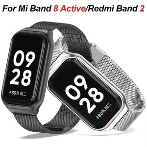 Strap For Xiaomi Mi Band 8 Active Bracelet for Xiaomi Smart Band 8 Active for Redmi Band 2 Stainless Steel Metal Watchband Parts