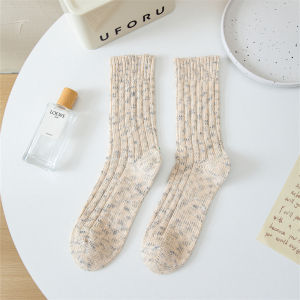 Japanese Style Neutral Cotton Socks for Women Warm Autumn Winter Long Socks Couple Trendy Moisture Wicking Mid-Calf Socks