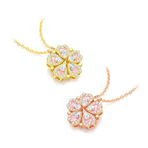 CTS S925 Silver Transformable Peach Blossom Heart Necklace CHOW TAI SENG 周大生 S0N300739CH S0N300739RH ﻿