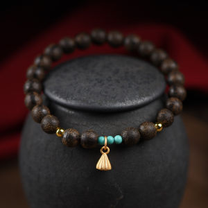 芽庄老料天然越南沉香佛珠手串圆珠单圈手串手工女款Nha Trang Natural Vietnamese Agarwood Buddha Beads Hand String Round Beads Single Circle Hand String Handmade Womens Style