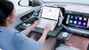 4 IN 1 Telescopic Extendable Car Steering Wheel Laptop Tray Table Load Desk with Dual Retractable Side for Laptop Eating