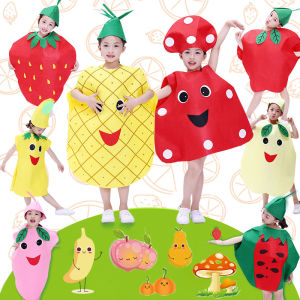Kids Fruit Clothing Vegetable Costume Fashion Show Halloween Pumpkin Children Stage Cosplay Dress Up Interactive Prop