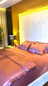 Bộ Chăn Ga Phi Lụa Victorias Bedding Màu Hồng Tím Chính Hãng Korea