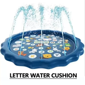 A 100-centimeter inflatable water play pool with water letter spray pad equipped with a nozzle suitable for children aged 3 to 7 is a childrens water toy.