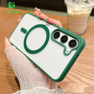 FLOVEME Wireless Charging Transparent Phone Case For Samsung S24 S23 S22 Ultra S23 S22 Plus Candy Color Soft Silicone Bumper Clear Back Cover For Samsung S24 Ultra S23 S22
