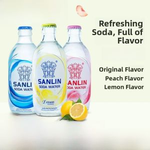 Sanlin Sugar-Free Soda Water 335ml Glass Bottle 0 Sugar 0 Cal 0 Fat Whole Box 24 Bottles Commercial Use Natural Mineral Water