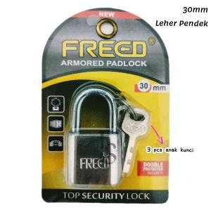 Gembok Anti Maling Freed 30 mm 40 mm 50mm 60 mm Armored Padlock  Leher Panjang Pendek
