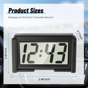 OUHOE | 1PCS Black Mini Digital Clock Large Screen Car Dashboard Electronic Clock Self-adhesive Mini Clock Car Clock For Truck Dashboard