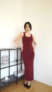 NZINGA Orla | Long Dress Wanita Polos - Tanktop Body Fit Maxi Casual Chic | Ukuran S - XXL