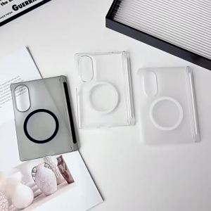 Ốp Lưng Bảo Vệ Bản Lề Frosted Hinge Protection Magsafe Dành Cho Samsung Galaxy Z Fold 8 Ultra 7 6 5 4 - Vỏ Điện Thoại Từ Tính Màu Đen Trong Suốt Với Góc Nhìn Rộng