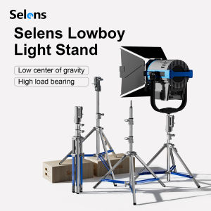 Selens Lowboy Steel Stand with Rolling Base Combo Head Professional Low Center High Load Bearing Light Stand For Studio Film TV