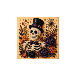 Dowmoo Halloween Pearl Art Diamond Painting DIY Kit Spooky Cute Pattern Wooden Bead Craft Set Holiday Creative Home Decor Gift