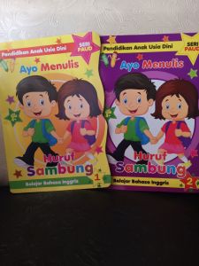 buku paket isi 2 buku ayo menulis huruf sambung jilid 1+2(19×27cm)