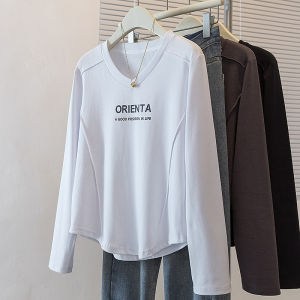 Áo Thun Dài Tay Không Đối Xứng Cho Nữ Mùa Thu Dáng Rộng Thoải Mái Không Tay Áo Khoác Ngoài Bằng Cotton Pha Trộn Thường Ngày