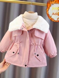 Thickened Fleece Girls Coat Autumn Winter New Style Childrens Clothes Korean Version Cotton Jacket Baby Girl Outerwear