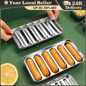 Hot Dog Maker Mold 6 Cavity Smooth Non-Stick Sausage Plate Sausage Mold Baby Food Supplement Hot Dog Mold Baking Mold Sausage