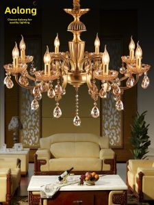AODENG | Retro Warm Copper Candle Chandelier Crystal
