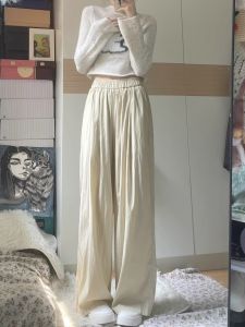 Loose Straight Leg Light Brown Sports Casual Pants Women Summer New Elastic Waist Slimming Drapey Wide Leg Sweatpants