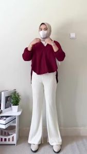 Celana Cutbray Knit Wanita Highwaist Knit Cutbray Premium Bahan Adem