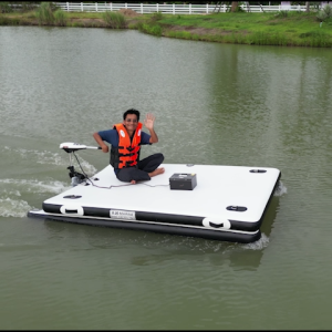 แพเป่าลม ขับเคลื่อนมอเตอร์ไฟฟ้า แพลอยน้ำแบบพับได้ แพลอยน้ำไฟฟ้า 1.5x2m พร้อมแบตเตอรี่ 100 Ah อุปกรณ์ฉุกเฉิน ฐานเคลื่อนย้าย